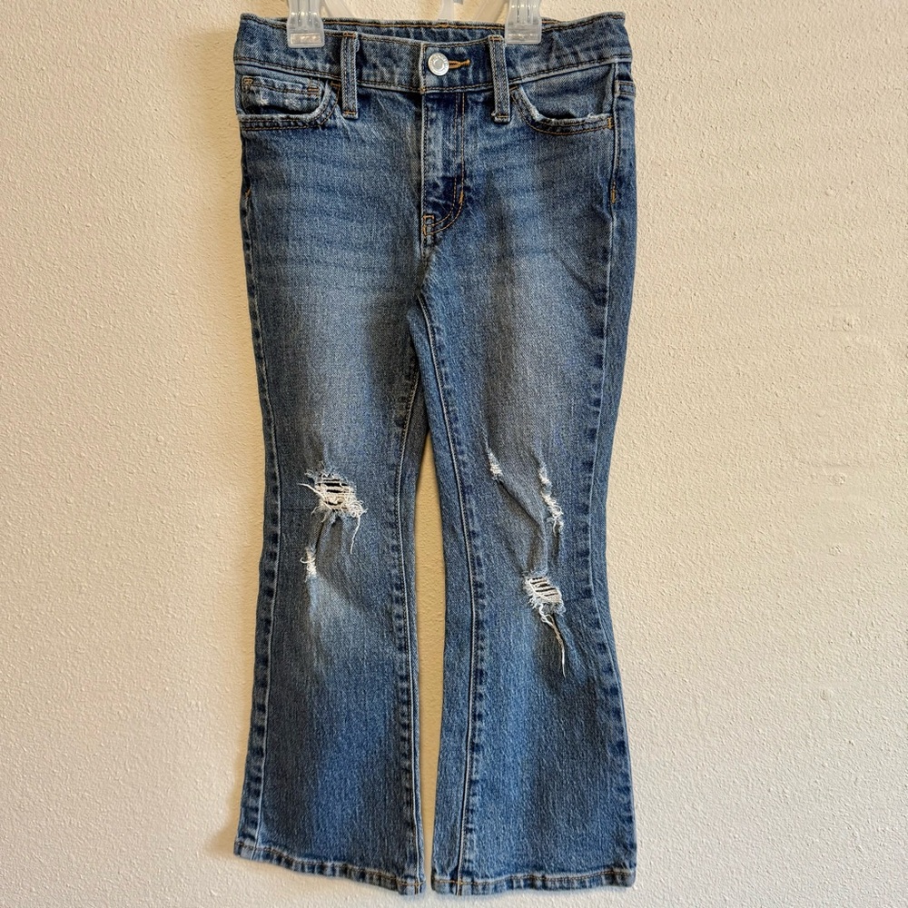 Old Navy Blue Distressed Flare Jeans